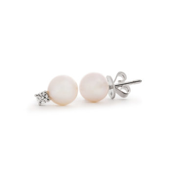 Image of a pair of Cultured Pearl and Diamond Two Stone Earrings
