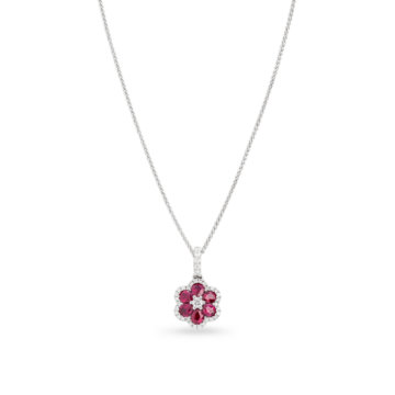 Image of a flower shape ruby pendant
