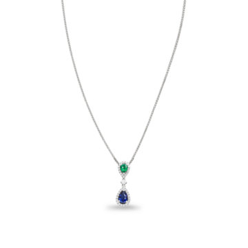 Image of an emerald and diamond pendant