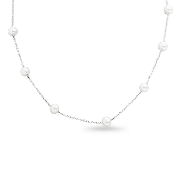 Image of a cultured Freshwater Pearl and white Gold Necklace