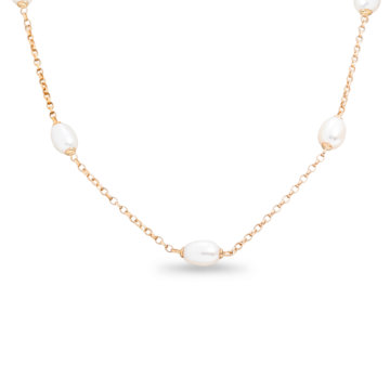 Image of a Cultured Freshwater Pearl and Yellow Gold Necklace