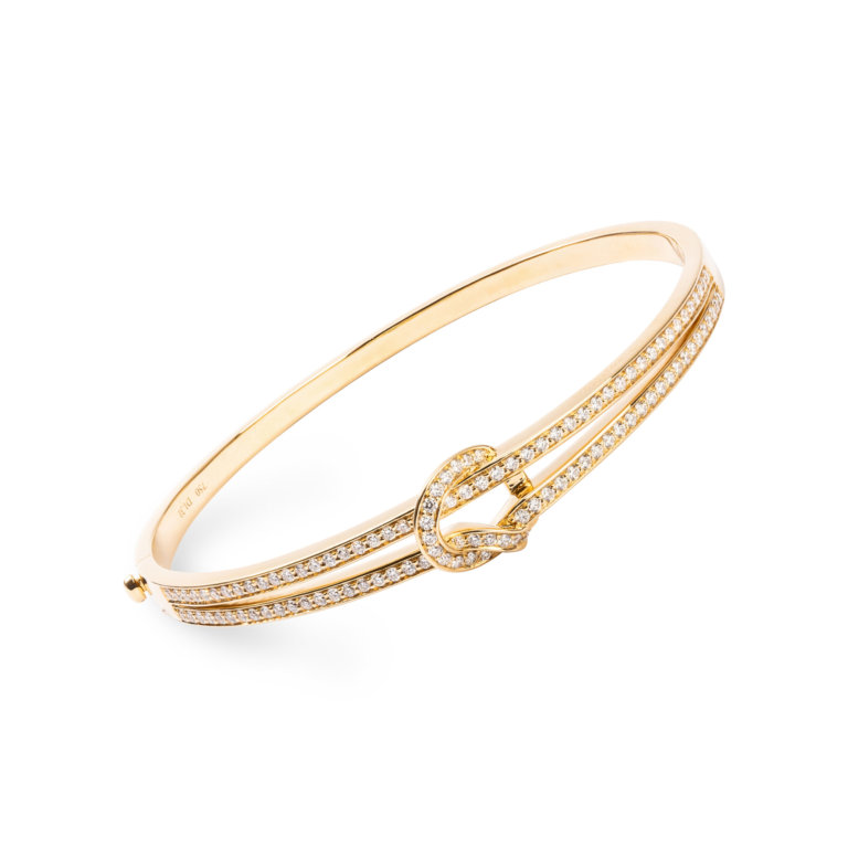 Diamond Set Two Row Knot Bangle