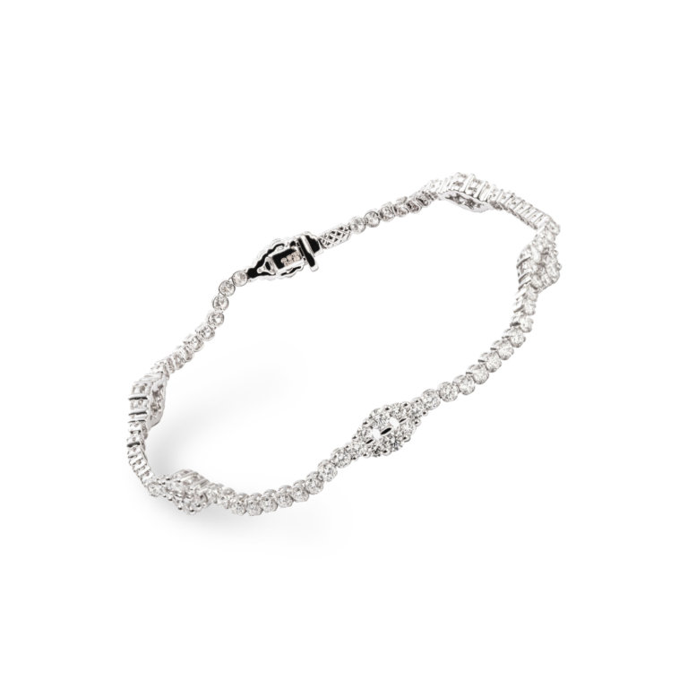 Diamond 2.93ct Cluster and Line Bracelet