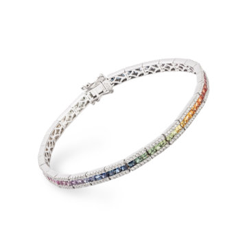 Image of a Rainbow Sapphire and Diamond Bracelet