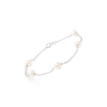 Image of a Cultured Freshwater Pearl and White Gold Bracelet
