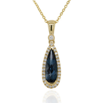 London Blue Topaz and Diamond Drop Pendant