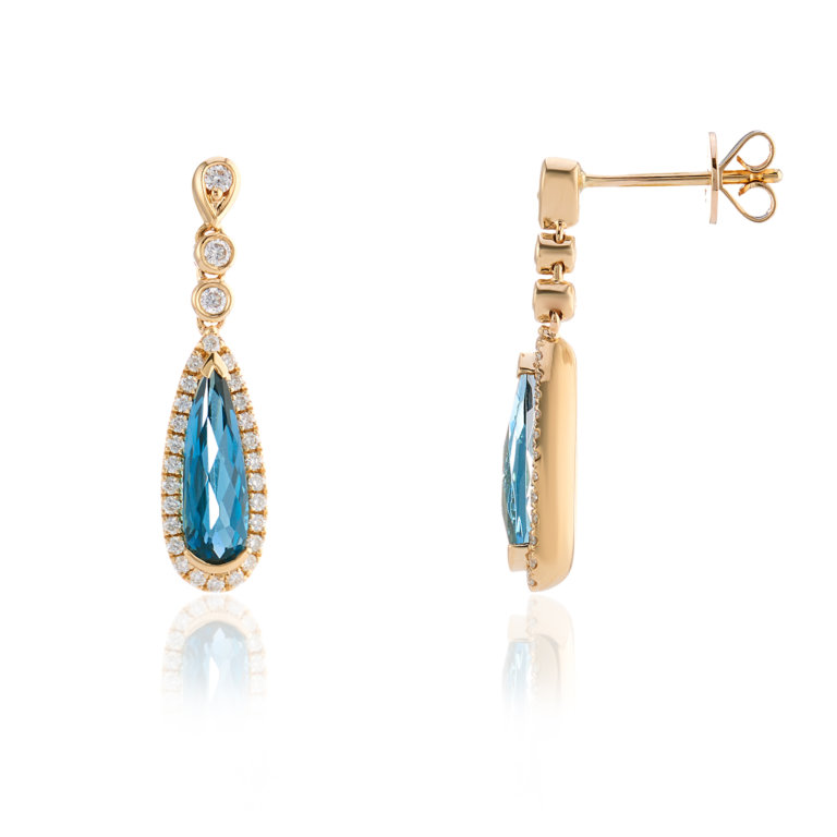 London Blue Topaz and Diamond Drop Earrings