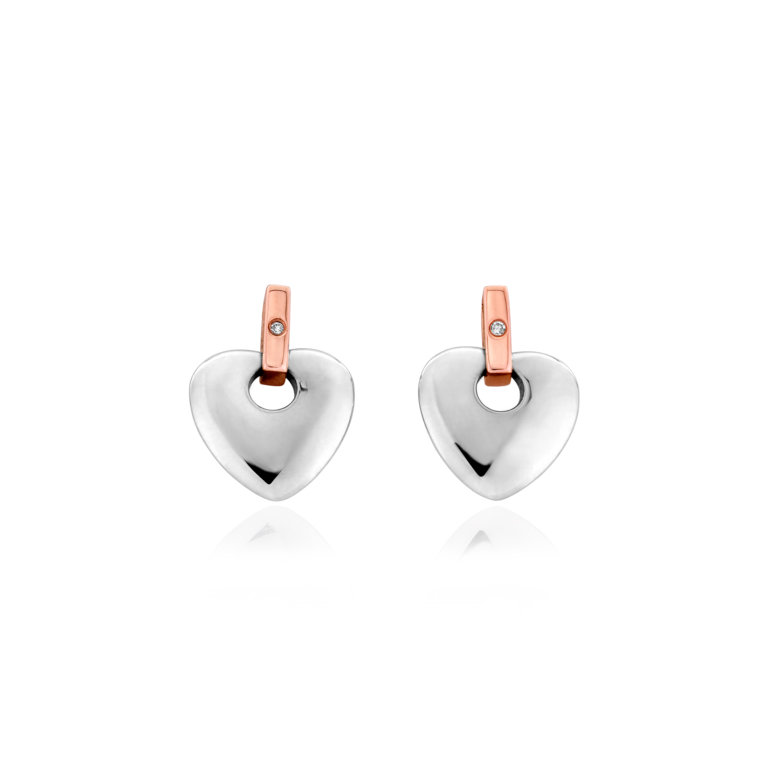 Clogau Silver and Diamond Cariad Earrings