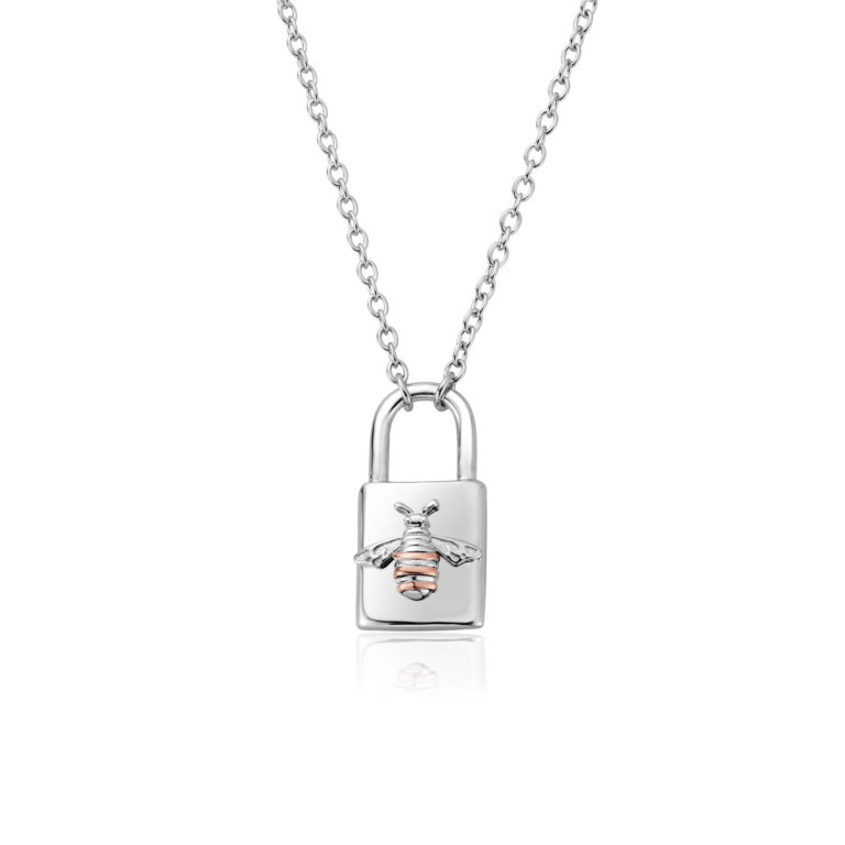 Clogau Silver Honey Bee Padlock Necklace