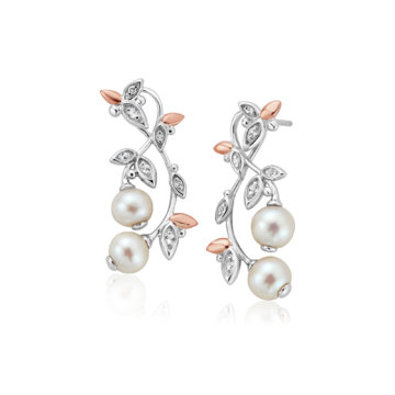 Clogau Silver Lily of the Valley Pearl Drop Earrings