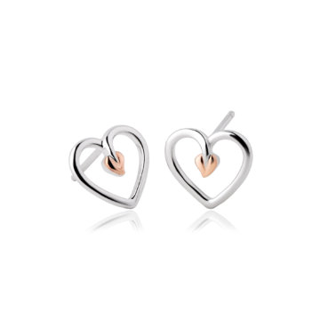 Clogau Silver Tree of Life Heart Stud Earrings