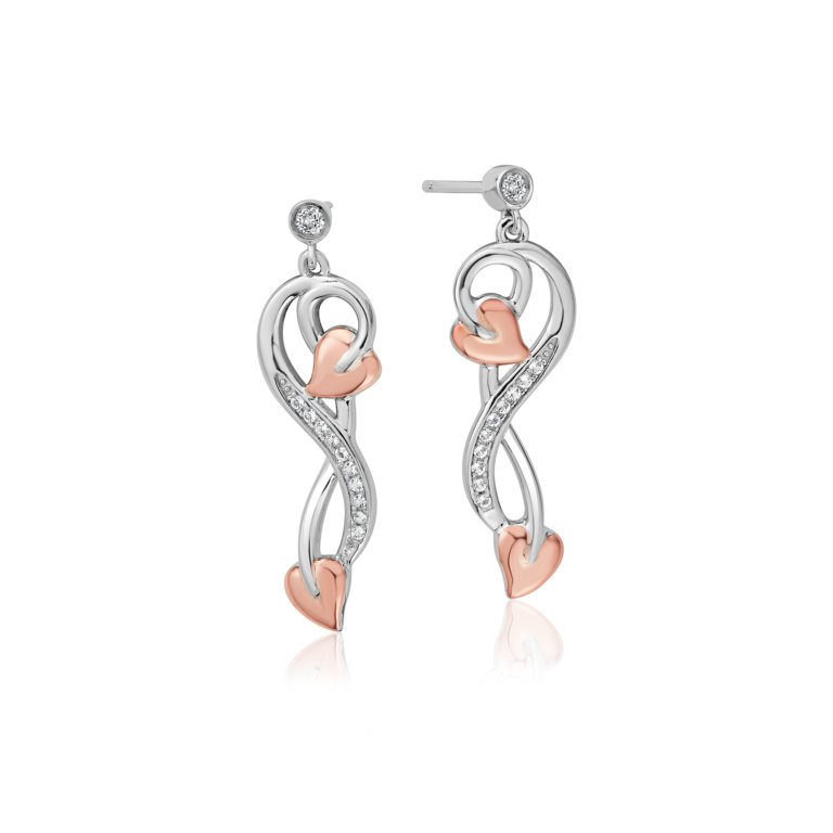 Clogau Silver Tree of Life White Topaz Drop Earrings