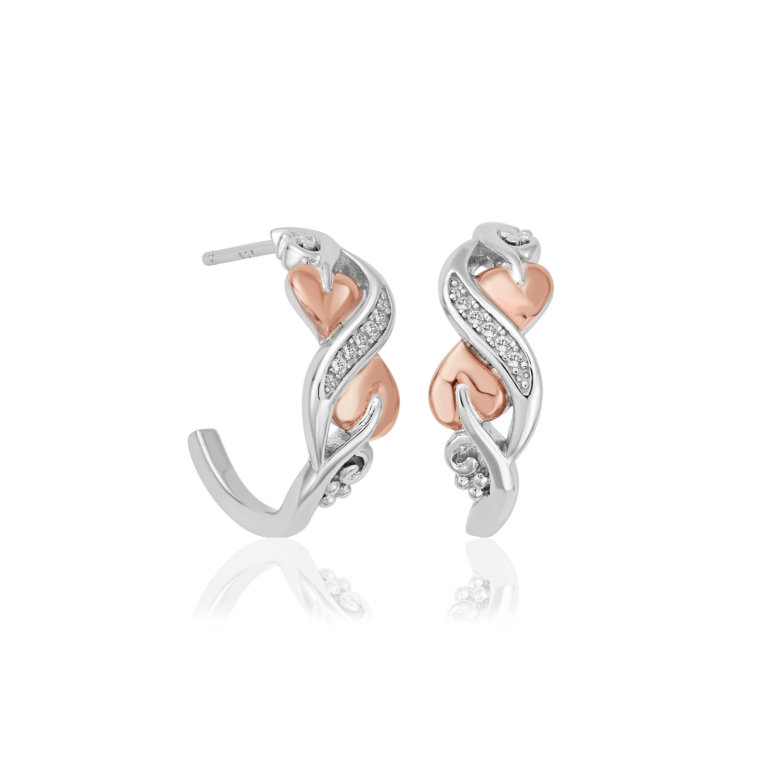 Clogau Silver Tree of Life White Topaz Half Hoop Earrings