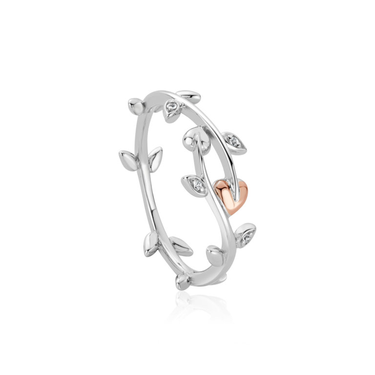 Clogau Silver Vine of Life White Topaz Ring