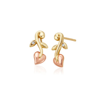 Clogau Tree of Life 9ct Solid Gold Vine Stud Earrings with Diamonds