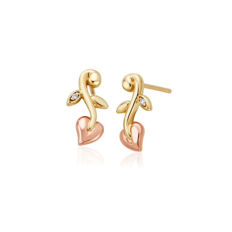 Clogau Tree of Life 9ct Solid Gold Vine Stud Earrings with Diamonds