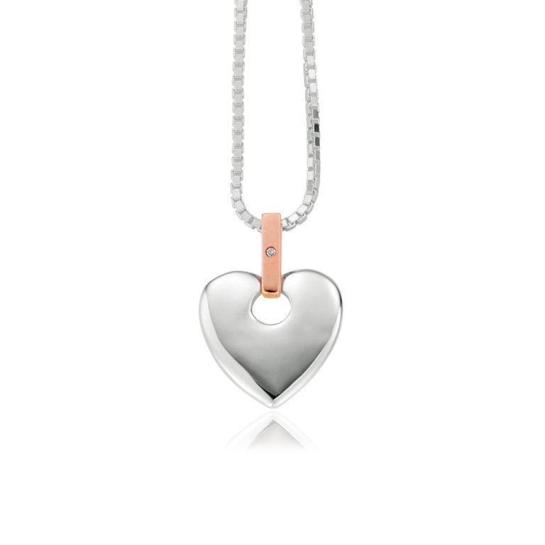 Clogau Cariad Sterling Silver Big Heart Pendant with Diamond