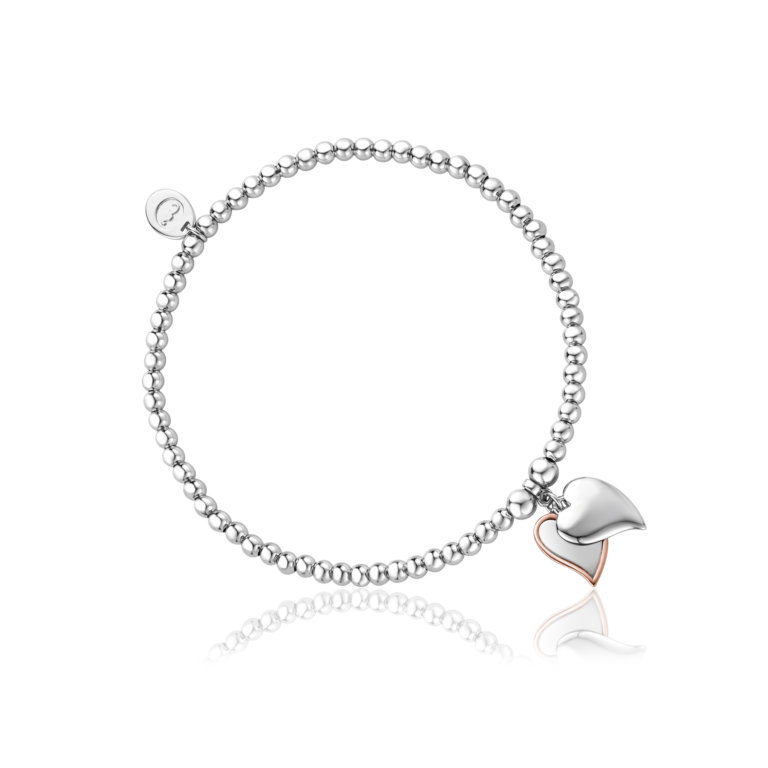 Clogau Silver Cwtch Double Heart Affinity Bead Bracelet