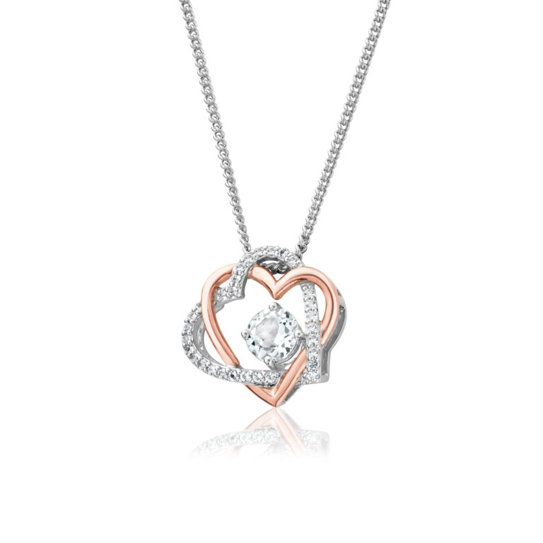 Clogau Forever Yours Sterling Silver Heart Pendant with Topaz