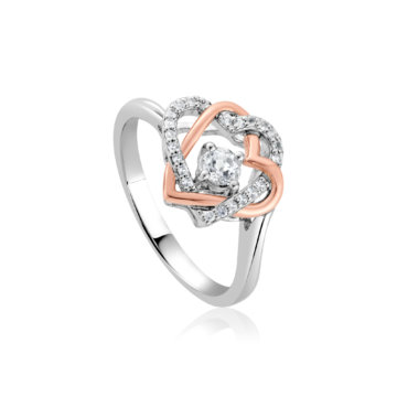 Clogau Forever Yours Sterling Silver Heart Ring with Topaz
