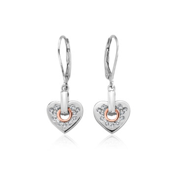 Clogau Silver Cariad Sparkle Heart Earrings