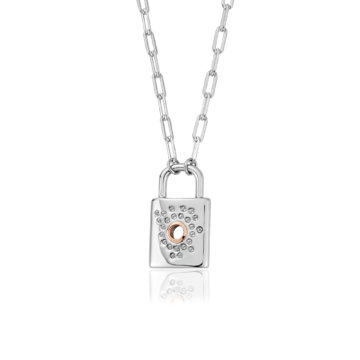 Clogau Silver Cariad Sparkle White Topaz Padlock Pendant