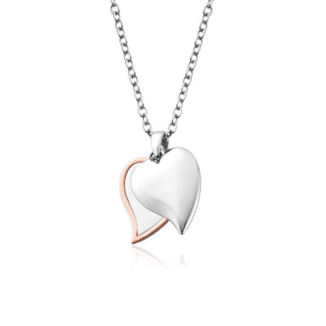 Clogau Silver Cwtch Double Heart Drop Pendant