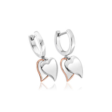 Clogau Silver Cwtch Double Heart Drop Earrings