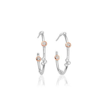 Clogau Silver Celebration Half Hoop White Topaz Earrings