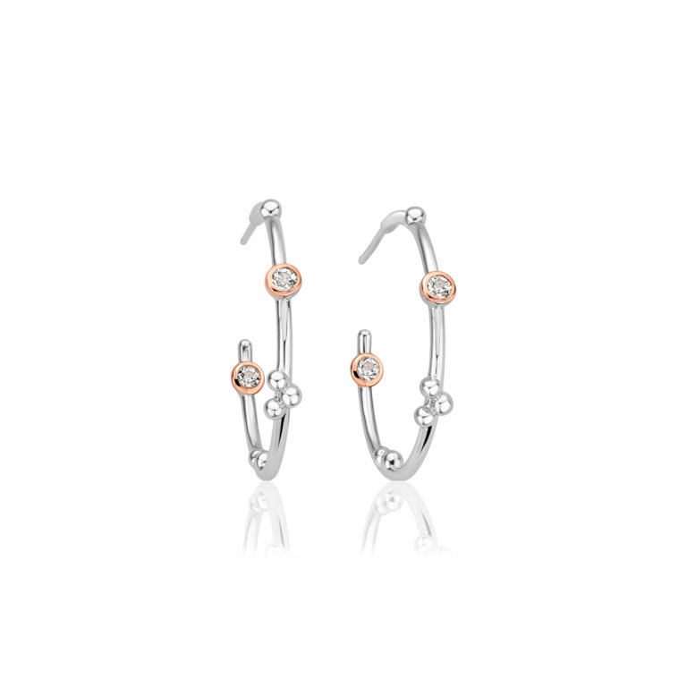 Clogau Silver Celebration Half Hoop White Topaz Earrings