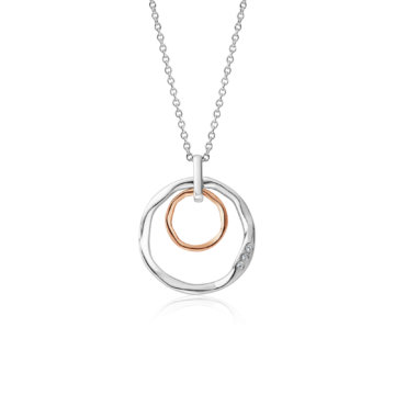 Clogau Silver Ripples Double Hoop White Topaz Pendant