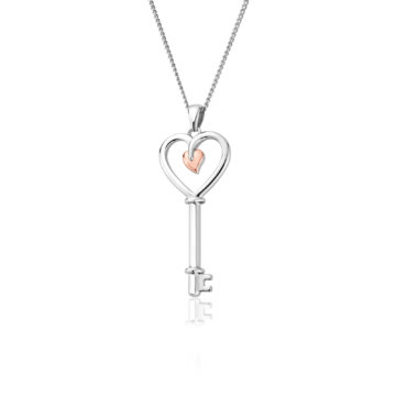 Clogau Silver Tree of Life Heart Key Pendant