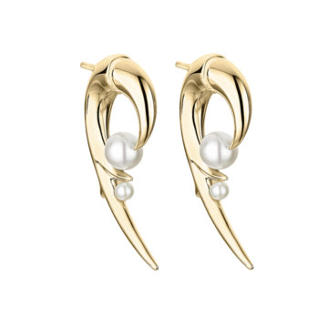 Shaun Leane Yellow Gold Vermeil Hooked Pearl Earrings