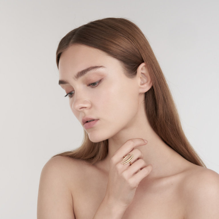 Shaun Leane Yellow Gold Vermeil Quill Triple Bar Ring - Image 2