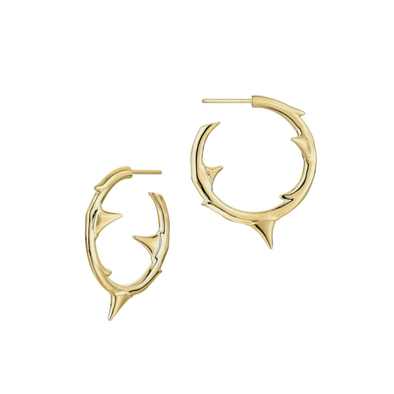 Shaun Leane Yellow Gold Vermeil Rose Thorn Medium Hoop Earrings