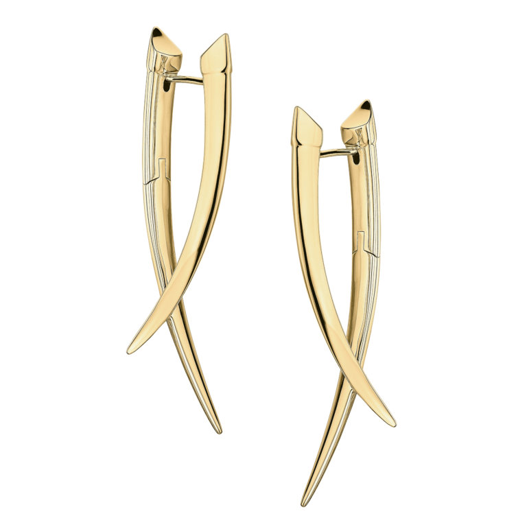 Shaun Leane Yellow Gold Vermeil Sabre Crossover Earrings
