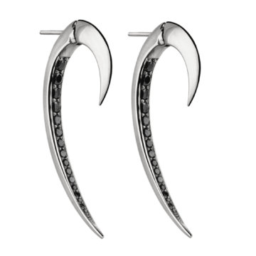 Shaun Leane Silver and Black Spinel Hook Size 1 Earrings