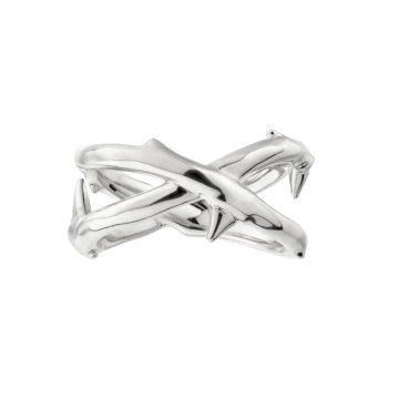 Shaun Leane Silver Rose Thorn Wide Band Ring
