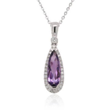 Amethyst and Diamond Drop Pendant