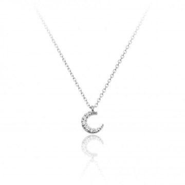 Chimento Love In White Gold and Diamond Moon Pendant