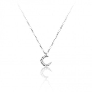 Chimento Love In 18ct White Gold and Diamond Moon Pendant
