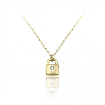 Chimento Love In 18ct Yellow Gold and Diamond Padlock Pendant