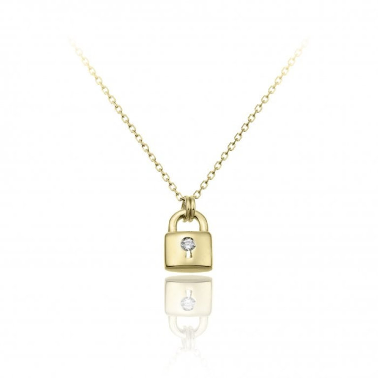 Chimento Love In 18ct Yellow Gold and Diamond Padlock Pendant