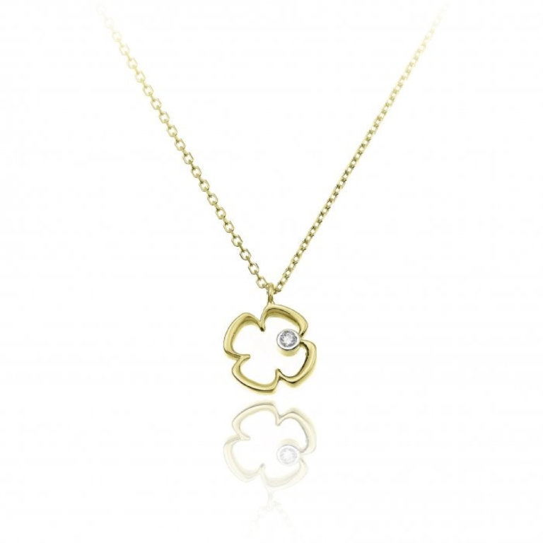 Chimento Love In Yellow Gold and Diamond Clover Pendant