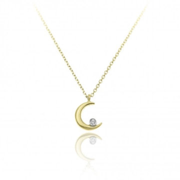Chimento Love In Yellow Gold and Diamond Moon Pendant