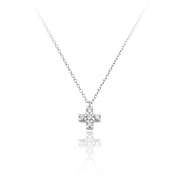 Chimento Love In White Gold and Diamond Cross Pendant