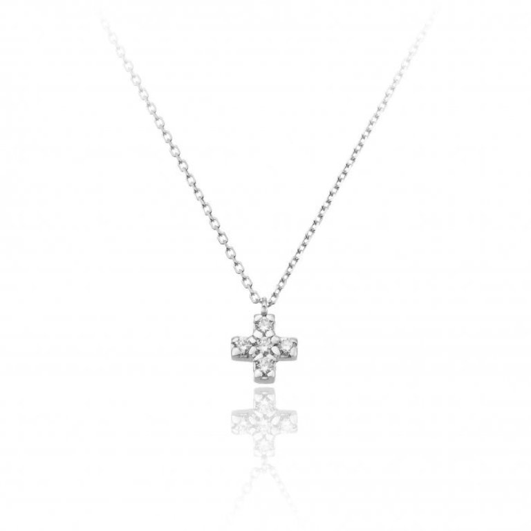 Chimento Love In White Gold and Diamond Cross Pendant