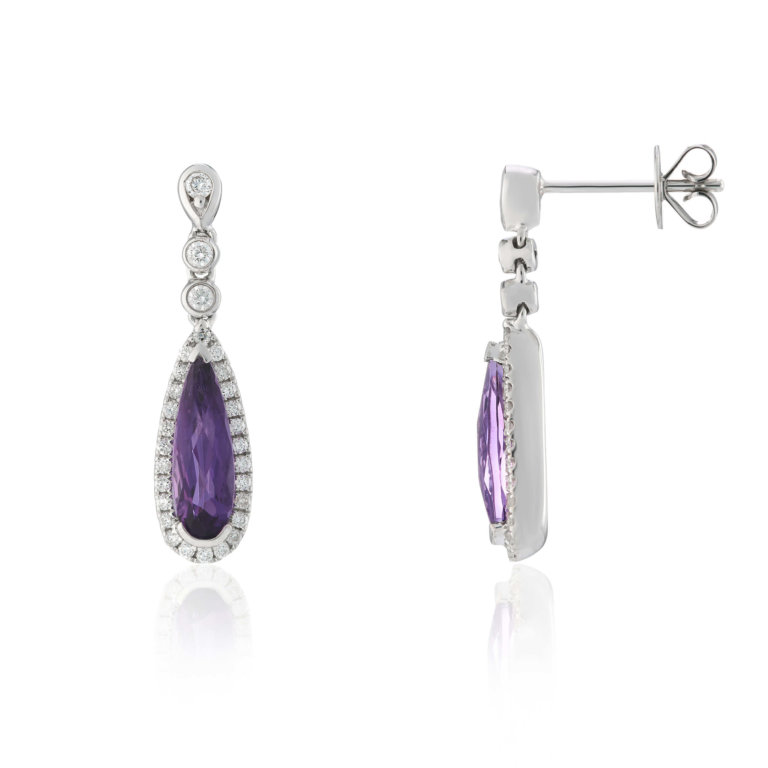 Amethyst and Diamond Drop Earrings