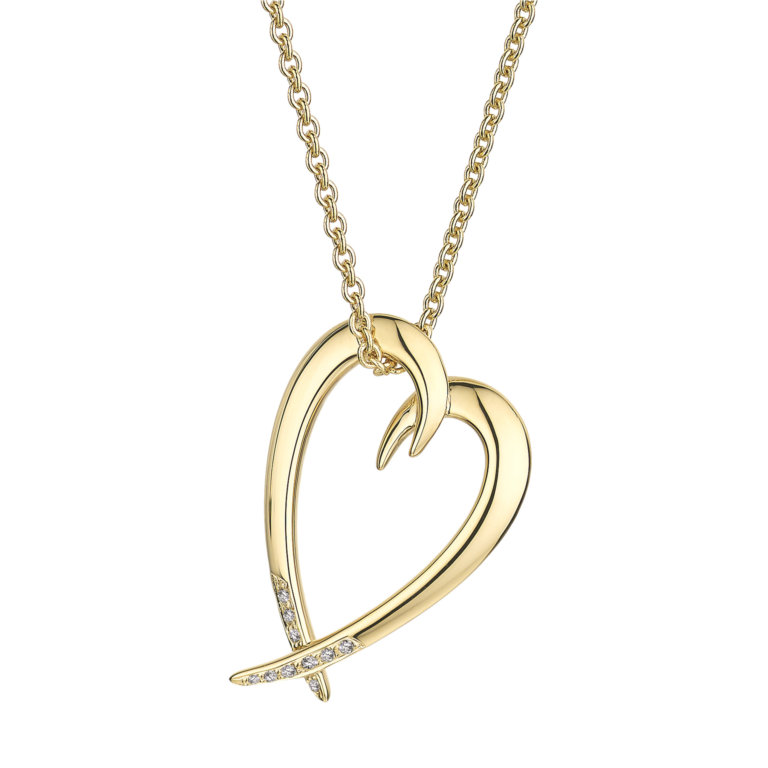 Shaun Leane Yellow Gold Vermeil and Diamond Hook Heart Pendant