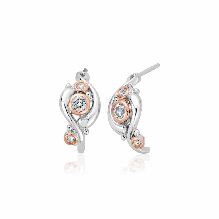 Clogau Silver Pistyll Rhaeadr White Topaz Half Hoop Earrings